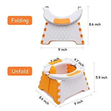 Dhadh Portable Potty Training Seat for Toddler| Kids Travel Potty | Collapsible Potty | Baby Potty Seat for Indoor and Outdoor (Orange) - Image 2