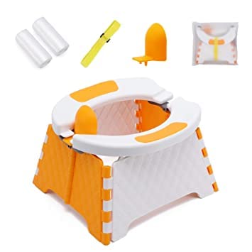 Dhadh Portable Potty Training Seat for Toddler| Kids Travel Potty | Collapsible Potty | Baby Potty Seat for Indoor and Outdoor (Orange) - Image 1
