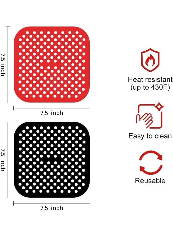 Raxoom Pack Non Stick Silicone Air Fryer Mats, Reusable Air Fryer Liners, Air Fryer Accessories, 100% Food Grade Silicone, Easy Clean Air Fryer Accessories, for Air Fryer Basket and More - Image 2