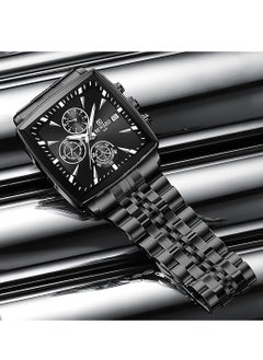 REWARD Quartz Mens Watch, Waterproof Luminous Sport Watch, Comfortable Stainless Steel Chronograph Wristwatch, Lightweight And Durable Business Watch, (1pc, Black)  - Image 2