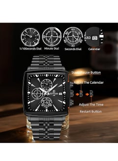 REWARD Quartz Mens Watch, Waterproof Luminous Sport Watch, Comfortable Stainless Steel Chronograph Wristwatch, Lightweight And Durable Business Watch, (1pc, Black)  - Image 3