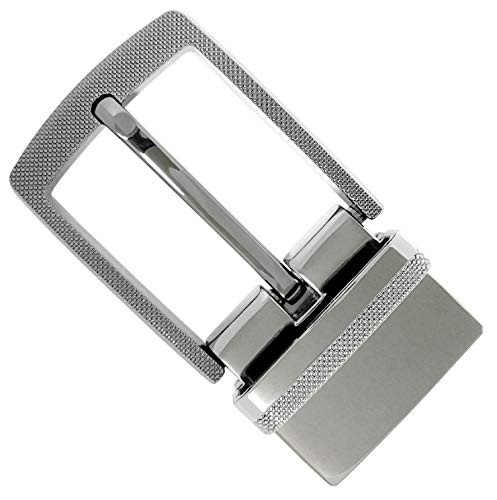 Belts.com Z35274R-Clamp-NP Round Edge Checkered Engraved Polished Reversible Belt Buckle Fits 1-3/8" wide belt strap - Image 1
