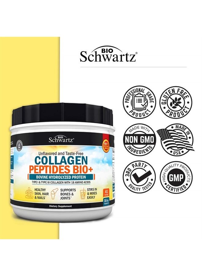 BioSchwartz Collagen Peptides Powder - Grass Fed, Pasture Raised with Aminos - Promotes Healthy Skin Hair & Nails – Bone & Joint Support - Hydrolyzed, Unflavored, Non GMO, Gluten Free - Easy to Mix -16 oz - Image 4