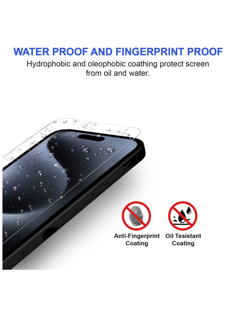 PRIMEEIGHT - [ 3 PCS ] iPhone 15 Pro Screen Protector 6.1 Inch Display Ultra Thin 9H Hardness Tempered Glass iPhone 15 Pro Easy to Install HD Clear Screen Protector - Image 1