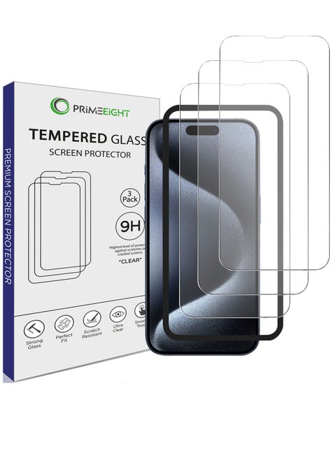[ 3 PCS ] iPhone 15 Pro Screen Protector 6.1 Inch Display Ultra Thin 9H Hardness Tempered Glass iPhone 15 Pro Easy to Install HD Clear Screen Protector
