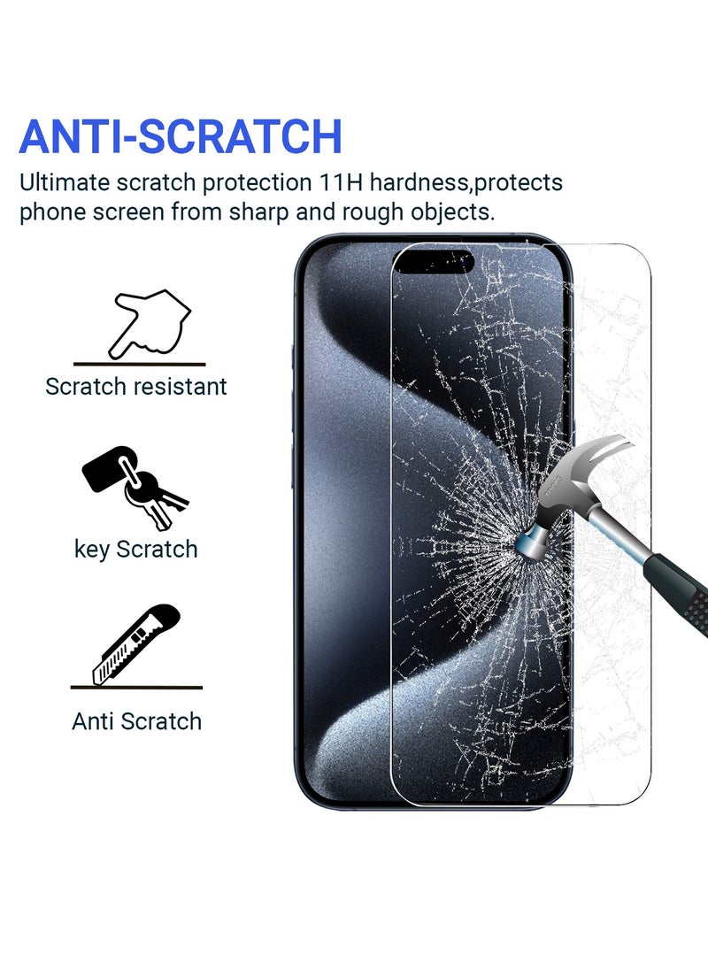 PRIMEEIGHT - [ 3 PCS ] iPhone 15 Pro Screen Protector 6.1 Inch Display Ultra Thin 9H Hardness Tempered Glass iPhone 15 Pro Easy to Install HD Clear Screen Protector - Image 1