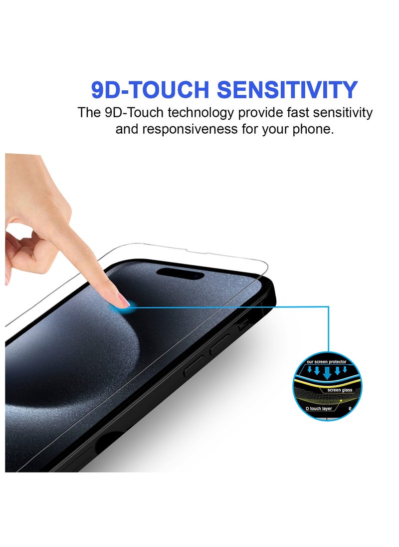 PRIMEEIGHT - [ 3 PCS ] iPhone 15 Pro Screen Protector 6.1 Inch Display Ultra Thin 9H Hardness Tempered Glass iPhone 15 Pro Easy to Install HD Clear Screen Protector - Image 1