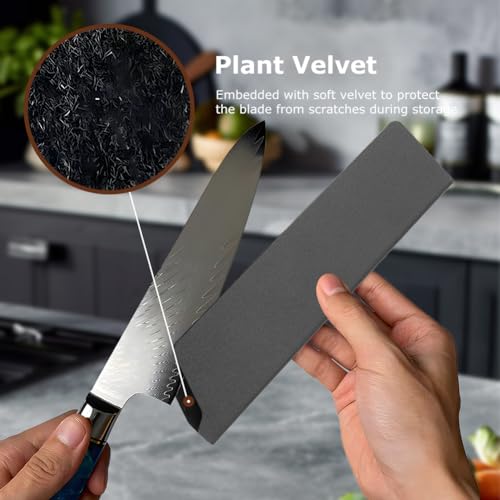 Ranjaner 2Pcs Knife Edge Guards, 6-8 inch Chef's Knife Sheath, ABS Universal Knife Cover Knife Blade Protectors, Gentle Non-Scratch Felt Lining Kitchen Knives Sheath, Black - Image 5
