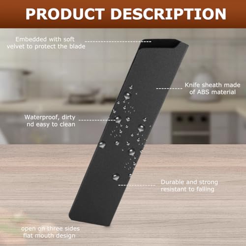 Ranjaner 2Pcs Knife Edge Guards, 6-8 inch Chef's Knife Sheath, ABS Universal Knife Cover Knife Blade Protectors, Gentle Non-Scratch Felt Lining Kitchen Knives Sheath, Black - Image 4