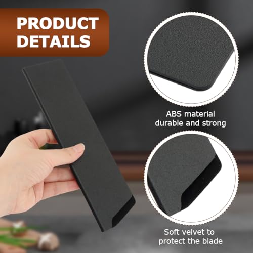 Ranjaner 2Pcs Knife Edge Guards, 6-8 inch Chef's Knife Sheath, ABS Universal Knife Cover Knife Blade Protectors, Gentle Non-Scratch Felt Lining Kitchen Knives Sheath, Black - Image 3