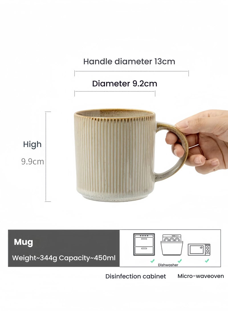 nihao Vintage Mug 450ML Porcelain Coffee Mugs Set of 2,Tumbler, Large Ceramic Mugs Set with Handles for Man and Wife, Dad, Mom, Friend, Modern Coffee Cups for Tea, Latte, Cappuccino, Cocoa, Dishwasher&Microwave Safe - Image 2