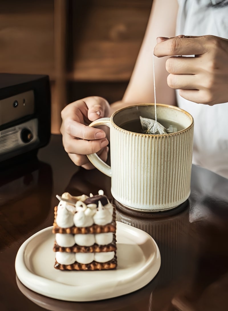 nihao Vintage Mug 450ML Porcelain Coffee Mugs Set of 2,Tumbler, Large Ceramic Mugs Set with Handles for Man and Wife, Dad, Mom, Friend, Modern Coffee Cups for Tea, Latte, Cappuccino, Cocoa, Dishwasher&Microwave Safe - Image 5