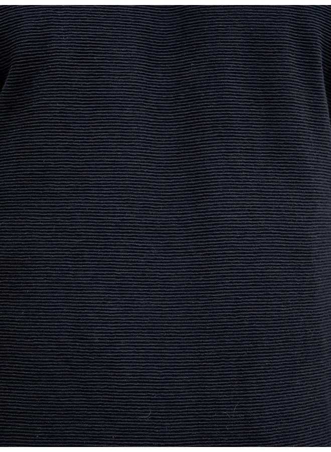 Maniac Mens Round Neck 3/4th Sleeve Black Corduroy Fabric Tshirt