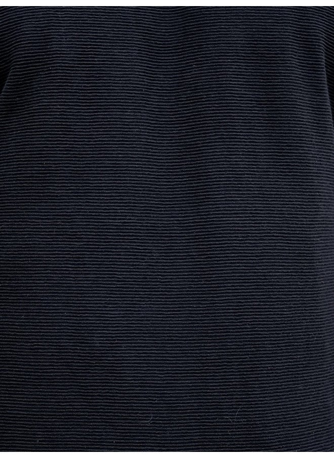 Maniac - Mens Round Neck 3/4th Sleeve Black Corduroy Fabric Tshirt - Image 1