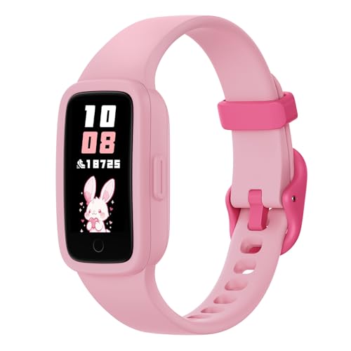 BIGGERFIVE Vigor 3 Kids Fitness Tracker Watch AMOLED Screen No App No Phone Needed 3ATM Waterproof Heart Rate and Sleep Monitor Pedometer Watch Sports Step Counter for Girls Ages 515 Pink - Image 1