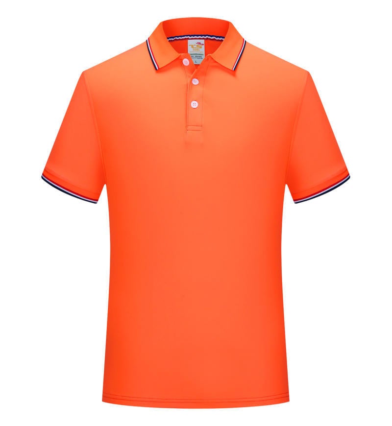 Tri-Color Modal Polo Shirt Short Sleeve Custom Logo Unisex Orange  - Image 1