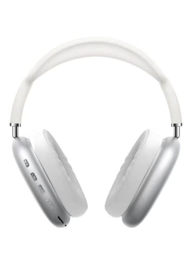P9 Wireless Bluetooth 5.0 Over-Ear Headset with Mic & Noise Cancellation, High-Quality Sound, Up to 40 Hours Battery, silver