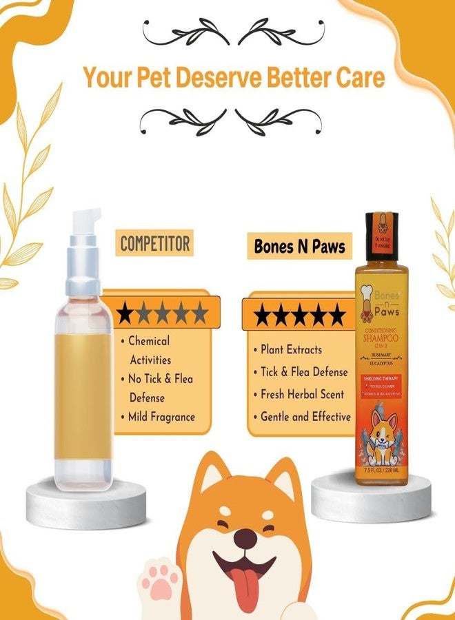 BONES N PAWS 2-in-1 Anti Tick and Flea Dog Shampoo 220 ml | for All Types of Dog & Cat | Conditioning Anti-Fungal Shampoo for Dog with Rosemary and Eucalyptus | pH Balanced, Cruelty Free - Image 5