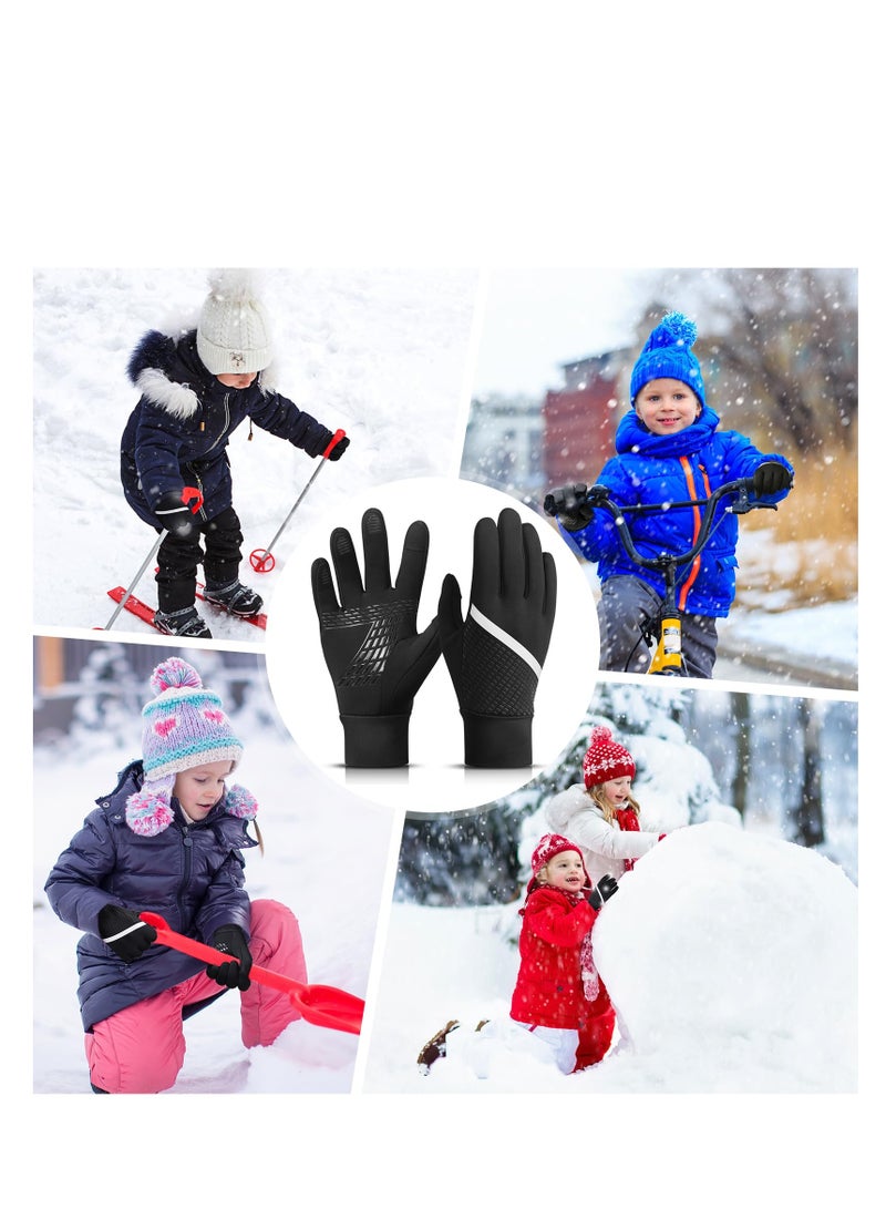 Winter Kids Touchscreen Sports Gloves - Anti-Slip Cold Weather Bike Gloves with Reflective Printing, Perfect for Running, Skiing, and Snow Activities for Boys and Girls Ages 6-12. - Image 5