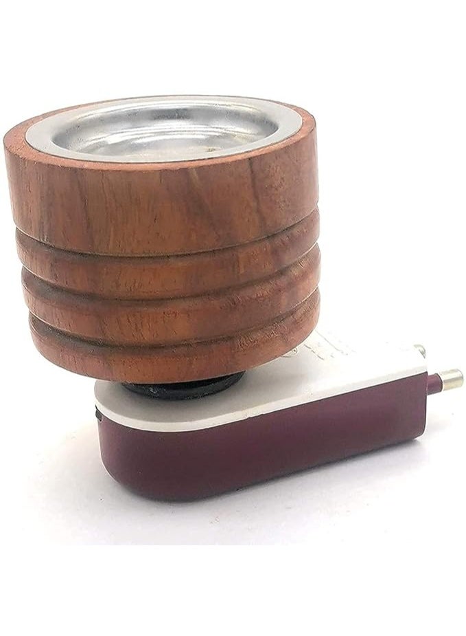 Eabir Mayukh Multipurpose Direct Plug in Mini Magic Wooden Electric Incense Burner | Kapoor Dani Camphor Burner | Essential Oil Diffuser | Aroma Diffuse (Antique + Lemongrass Oil) - Image 2