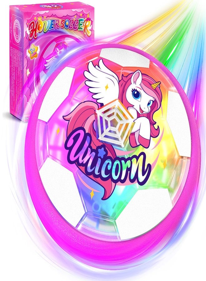 Tqeieu Unicorn Hover Soccer Ball for Girls, Light Up Air Floating Toys for Girls Age 3 4 5 6 7 8 9 10 11 12, Indoor Toy Birthday Gifts, Kids Games with LED Lights Foam Bumper, Kids Stocking Stuffers - Image 1