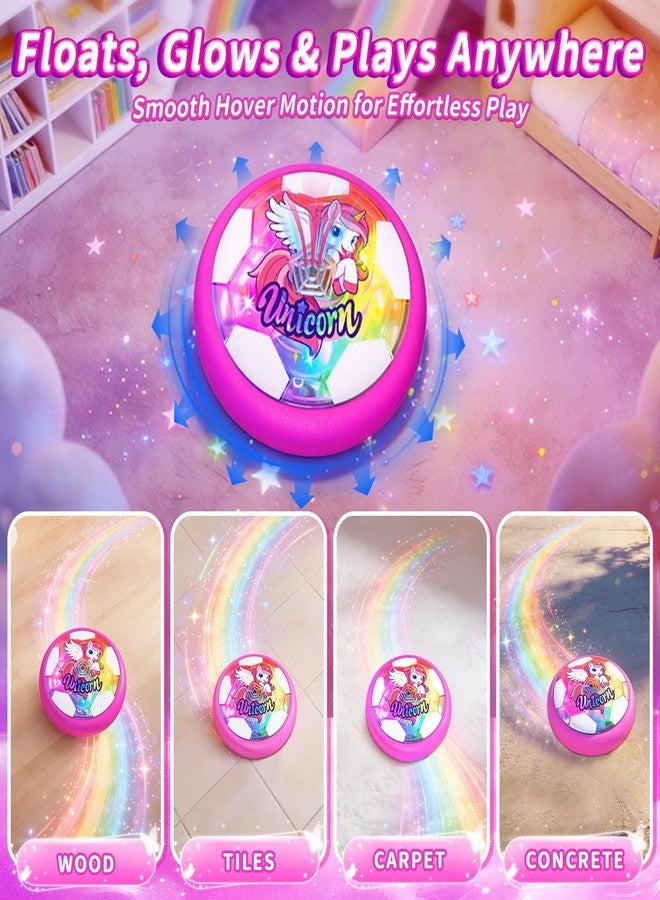 Tqeieu Unicorn Hover Soccer Ball for Girls, Light Up Air Floating Toys for Girls Age 3 4 5 6 7 8 9 10 11 12, Indoor Toy Birthday Gifts, Kids Games with LED Lights Foam Bumper, Kids Stocking Stuffers - Image 4