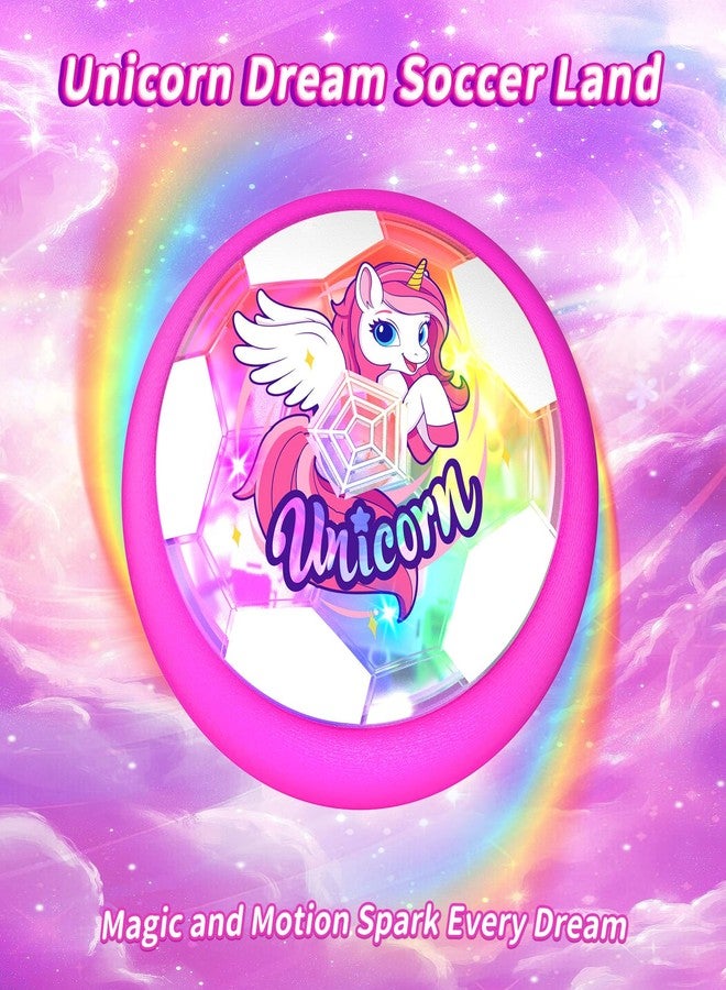 Tqeieu Unicorn Hover Soccer Ball for Girls, Light Up Air Floating Toys for Girls Age 3 4 5 6 7 8 9 10 11 12, Indoor Toy Birthday Gifts, Kids Games with LED Lights Foam Bumper, Kids Stocking Stuffers - Image 5