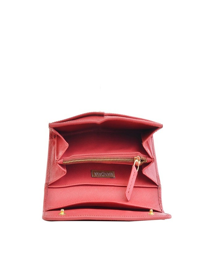 Mandava safiano Genuine Leather red Ladies Wallet - Image 4