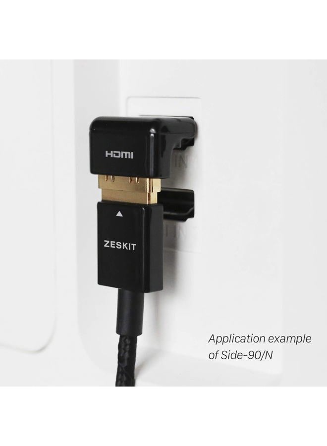 Zeskit HDMI Adapter Male to Female Right Angle, Zinc Alloy Full Shielding 24K Gold Plated Connectors (SIDE-90/W) - Image 3
