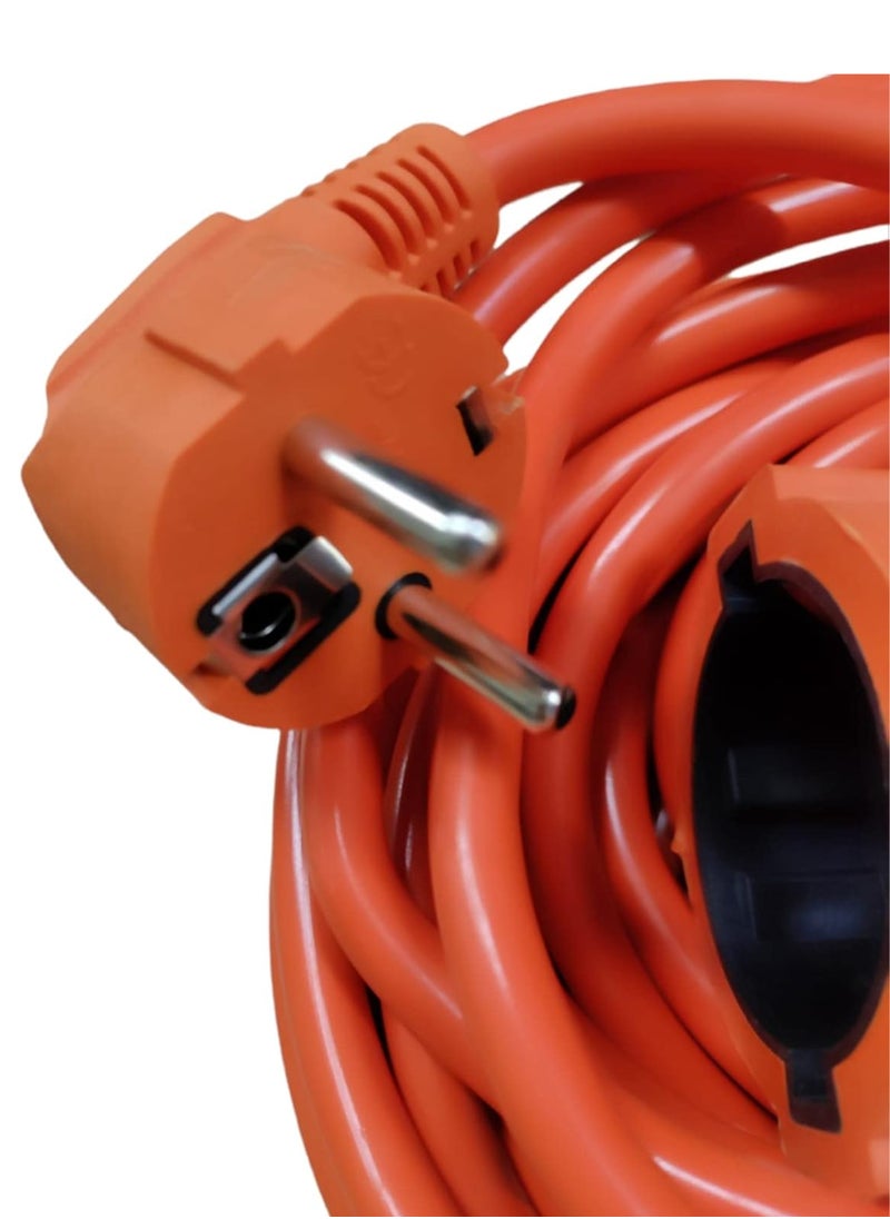 Toshionics Heavy-Duty 5-Meter Outdoor Power Extension Cord with Schuko Plug – 10-16A, 250V, 2500 Watts – Durable and Weather-Resistant Orange 2-Pin Plug Extension Cable – Ideal for Indoor and Outdoor Use, Garden Plug Sockets, and Power Tools – Includes Practical Carry Bag for Easy Storage and Portability  - Image 3