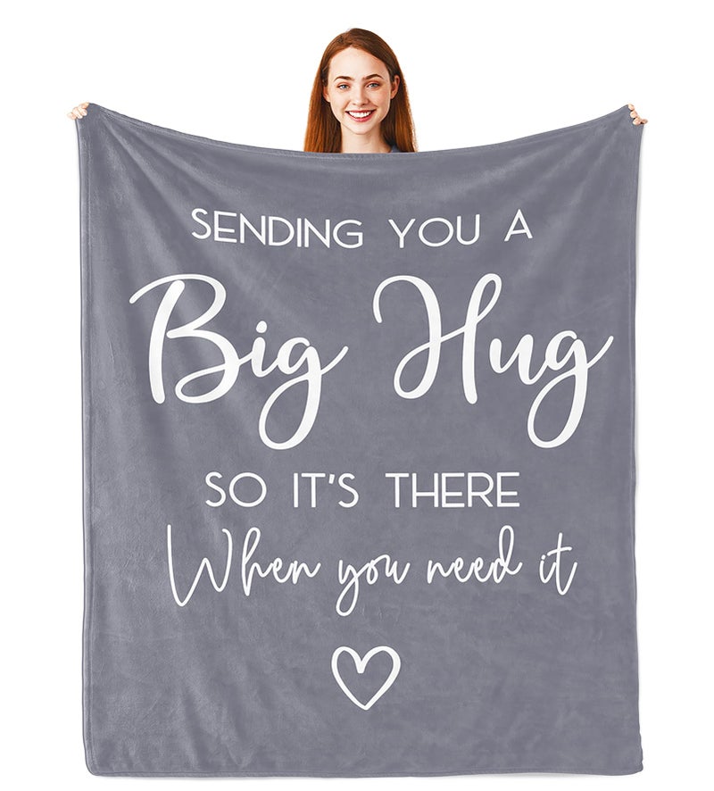 Pubrave Get Well Gifts for Women/Men, Birthday/Inspirational/Sympathy/Thinking of You Gifts for Women/Men/Daughter/Son/Mom/Dadï¼ŒFeel Better Healing Blanket Grey 60x50in - Image 1