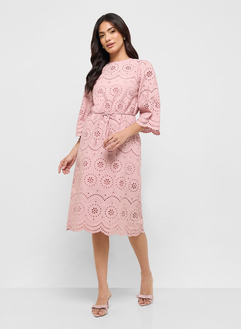 YAS Eyelet Lace Midi Dress - Image 4