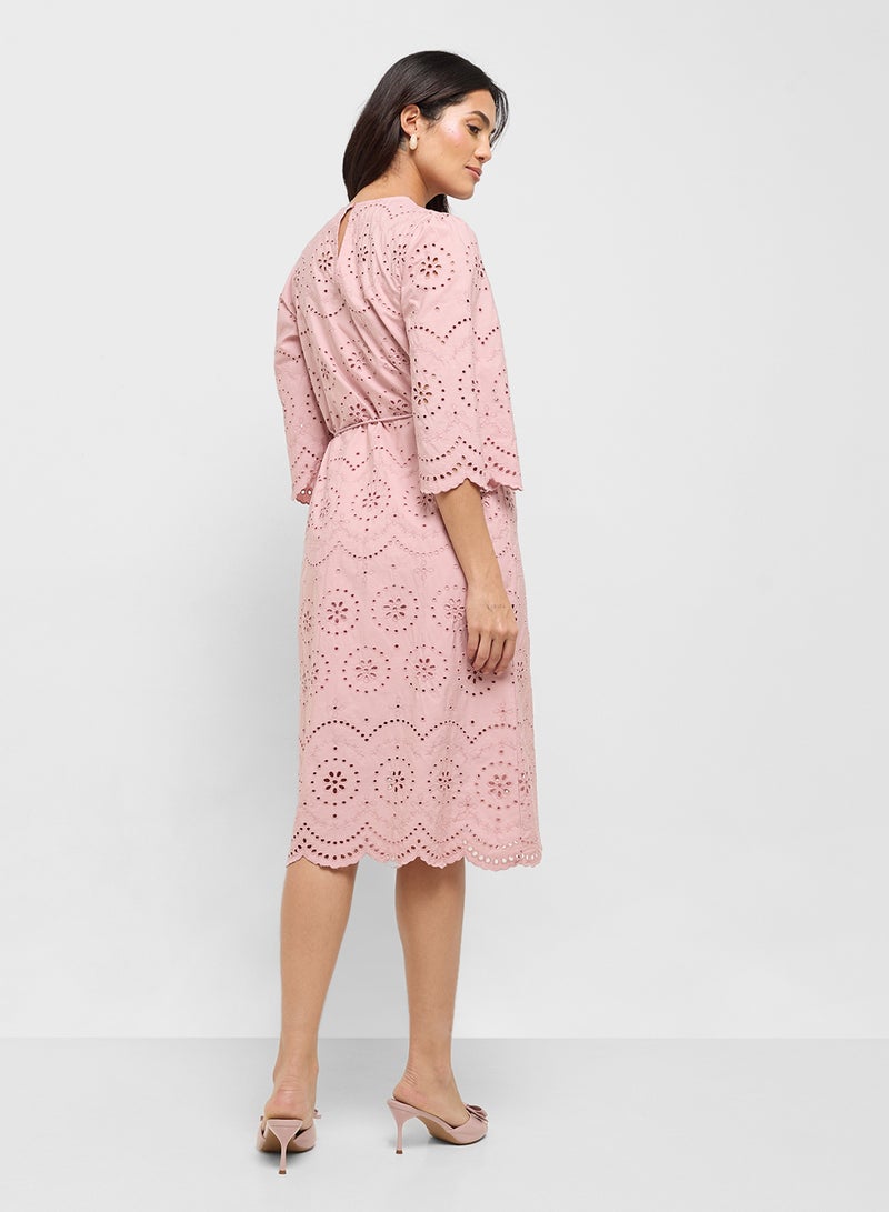 YAS Eyelet Lace Midi Dress - Image 2