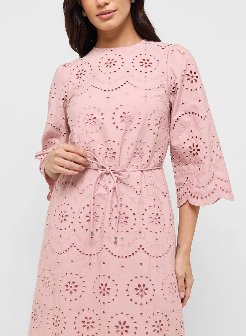 YAS Eyelet Lace Midi Dress