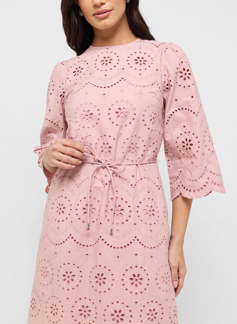 YAS Eyelet Lace Midi Dress - Image 3