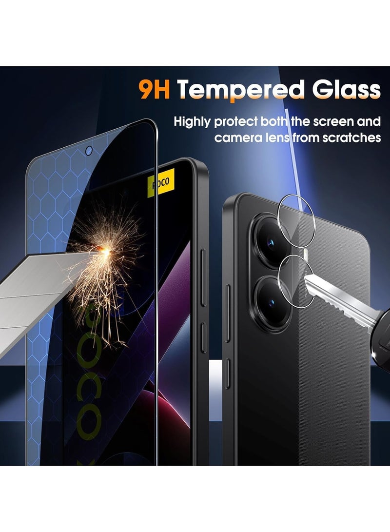 عام 【2+2 قطعة】 حامي شاشة الخصوصية متوافق مع Xiaomi POCO X7 Pro 5G + واقي عدسة الكاميرا، 【زجاج مقوى مضاد للتجسس】، مقاوم للخدوش بصلادة 9H 【يدعم فتح البصمة】 - Image 3