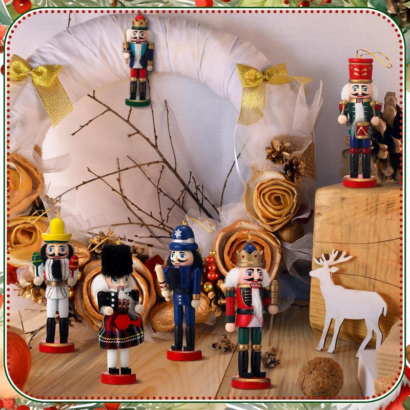 Liliful Christmas Nutcracker Ornament Set 18 Pcs Nutcracker Soldier Christmas Decoration Wooden Hanging Ornaments for Xmas Tree Figure Puppet Toy Present(Elegant Style) - Image 5