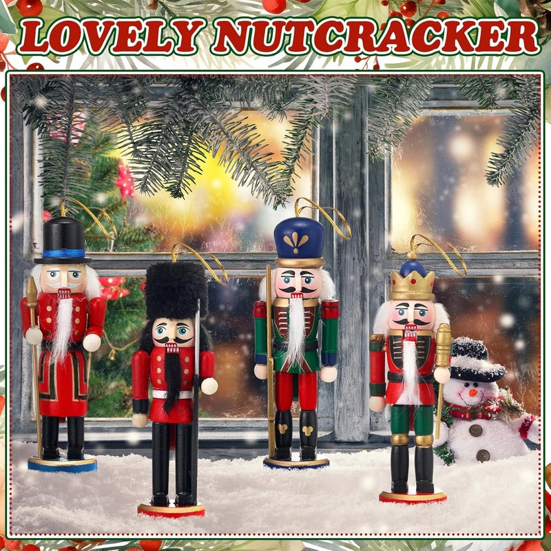 Liliful Christmas Nutcracker Ornament Set 18 Pcs Nutcracker Soldier Christmas Decoration Wooden Hanging Ornaments for Xmas Tree Figure Puppet Toy Present(Elegant Style) - Image 3