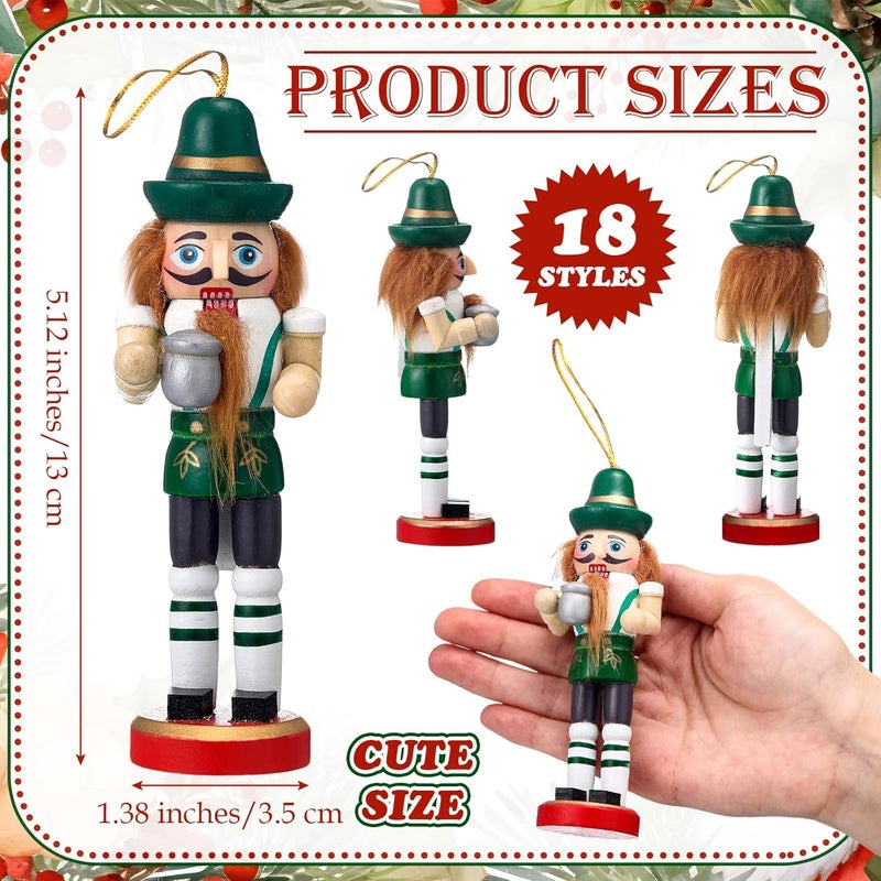 Liliful Christmas Nutcracker Ornament Set 18 Pcs Nutcracker Soldier Christmas Decoration Wooden Hanging Ornaments for Xmas Tree Figure Puppet Toy Present(Elegant Style) - Image 2