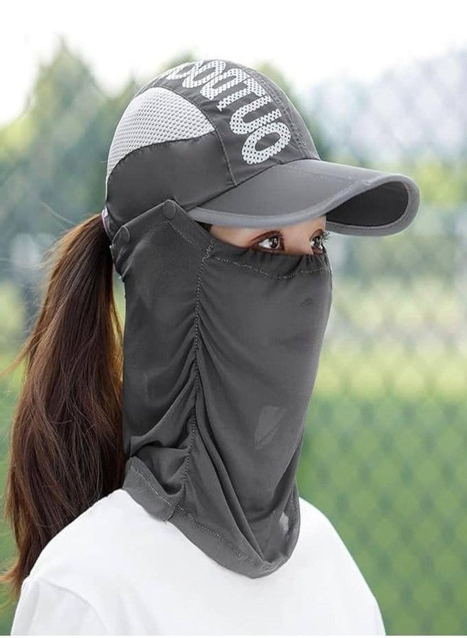 Besque UV Sun Protection Cap with Face Cover Scarf, Nylon Mesh Baseball Hat with Neck Flap, Summer Outdoor Sports(Pink) - Image 3