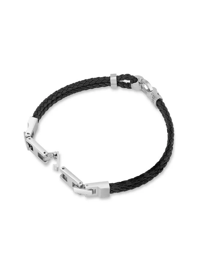 CERRUTI 1881 Federico Federico Black Braide Leather Bracelet for Men 180mm for Men | Best Price UAE