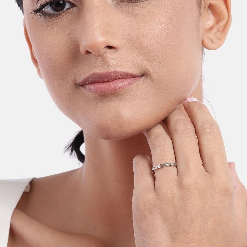 Zavya 925 Pure Silver Finger Ring Rhodium Plated Minimal Ring Jewelry For Women | Gifts for Women & Girls | With Certificate of Authenticity and 925 Hallmark - Image 3