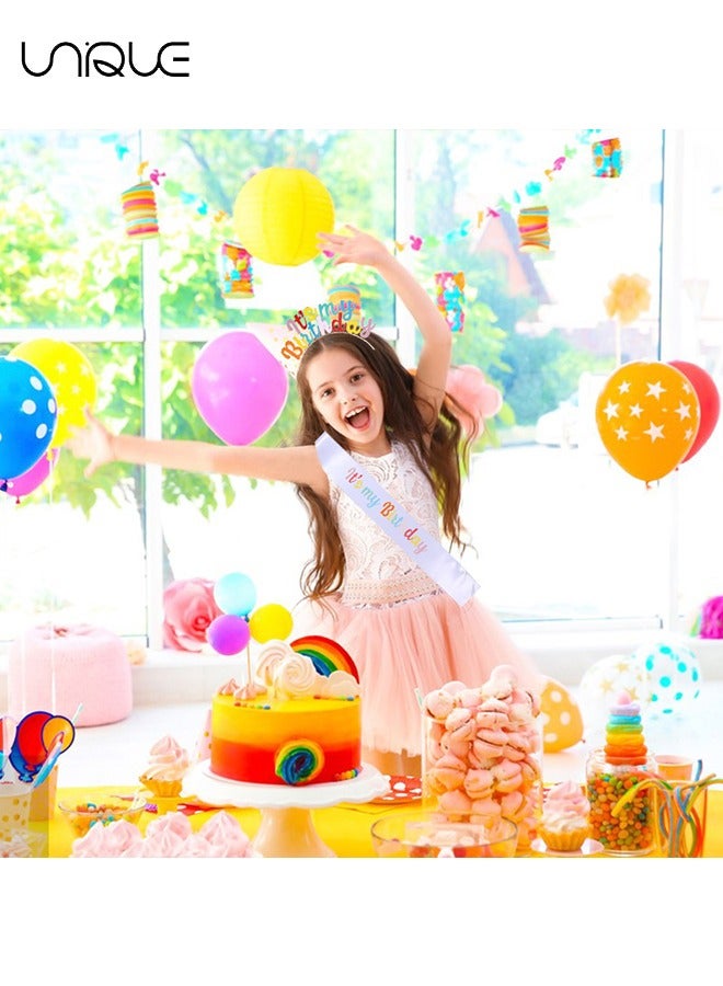 Unique Birthday Girl Headband Crown and Sash Set - Metal Birthday Hair Hoop and Flash Letter Sash - Birthday Decorations Party Gifts (Colorful) - Image 4