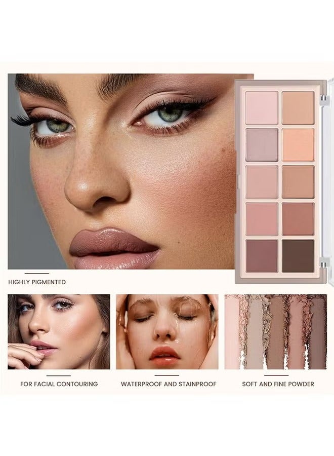 Sweet Mint 10 Colors Eyeshadow Palette,All Matte Eyeshadow Palette Makeup,Highly Pigmented Blendable Shades,Naturing-Looking,Waterproof Cool/Warm-toned Eyeshadow Makeup Palette,#05 - Image 4