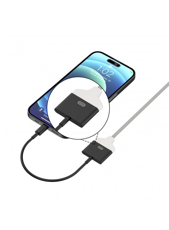 Belcompany محول Lightning إلى 30 دبوس لجهاز iPhone، [معتمد من Apple MFi] محول شحن ونقل بيانات 8 دبوس إلى 30 دبوس أنثوي متوافق مع iPhone 14 13 12 11 Xs X 8 7 6 iPad iPod - بدون صوت (أسود) - Image 2
