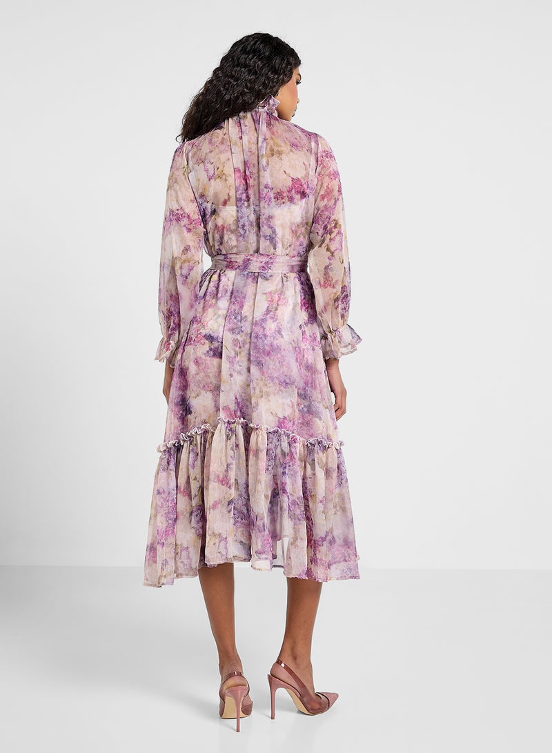 ايلا فستان ميدي شيفون بنقشة الزهور - Image 2