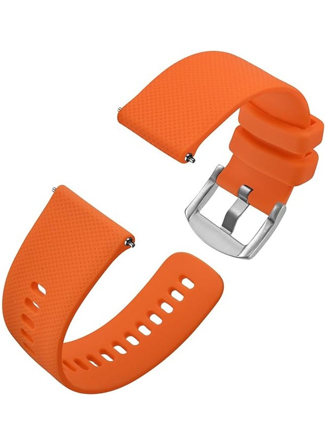Silicone watch strap 20mm Compatible with Samsung Galaxy  Watch 7/6/5/4 40mm 44mm/Watch 6 Classic 43mm 47mm/Watch 5 Pro 45mm/Watch 4 Classic/Active 2 Band, 20mm Soft Silicone Sport Strap Wristbands Women Men(Orange) - Image 1
