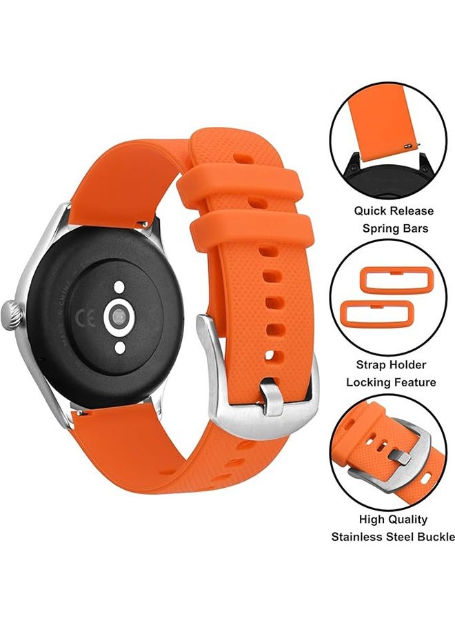 Silicone watch strap 20mm Compatible with Samsung Galaxy  Watch 7/6/5/4 40mm 44mm/Watch 6 Classic 43mm 47mm/Watch 5 Pro 45mm/Watch 4 Classic/Active 2 Band, 20mm Soft Silicone Sport Strap Wristbands Women Men(Orange) - Image 3