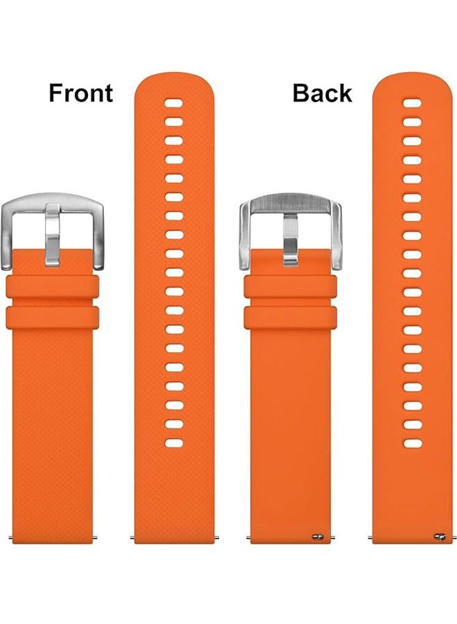Silicone watch strap 20mm Compatible with Samsung Galaxy  Watch 7/6/5/4 40mm 44mm/Watch 6 Classic 43mm 47mm/Watch 5 Pro 45mm/Watch 4 Classic/Active 2 Band, 20mm Soft Silicone Sport Strap Wristbands Women Men(Orange) - Image 4