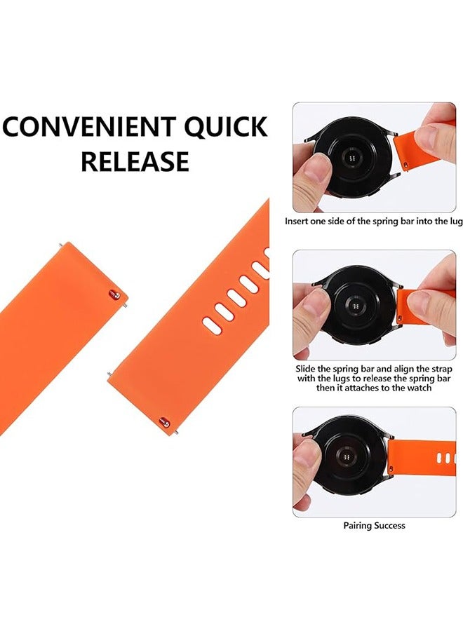 Silicone watch strap 20mm Compatible with Samsung Galaxy  Watch 7/6/5/4 40mm 44mm/Watch 6 Classic 43mm 47mm/Watch 5 Pro 45mm/Watch 4 Classic/Active 2 Band, 20mm Soft Silicone Sport Strap Wristbands Women Men(Orange) - Image 5